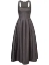 Philosophy Di Lorenzo Serafini Square-neck Full-skirt Dress In Grey