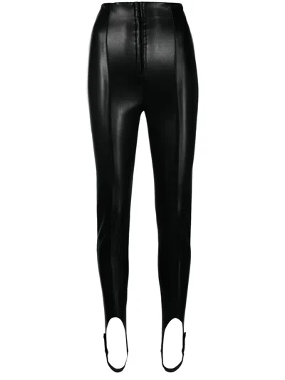 Philosophy Di Lorenzo Serafini Stirrup-cuffs Faux Leather Leggings In Black