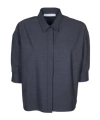 Philosophy Di Lorenzo Serafini Straight Hem Puff-sleeved Shirt In Blue