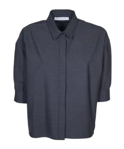Philosophy Di Lorenzo Serafini Straight Hem Puff-sleeved Shirt In Blue