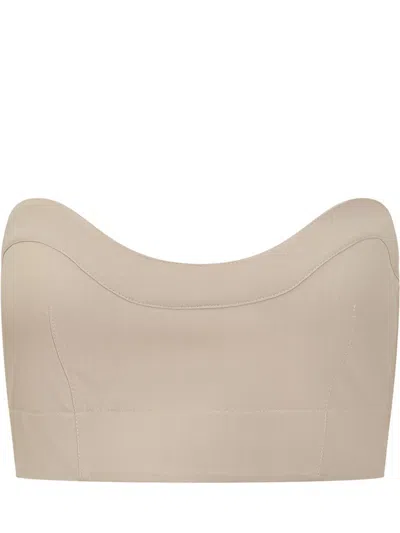 Philosophy Di Lorenzo Serafini Strapless Cropped Top In Beige