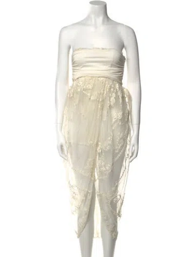 Pre-owned Philosophy Di Lorenzo Serafini Strapless Knee-length Dress In Neutral
