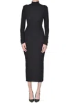 Philosophy Di Lorenzo Serafini Midi Black Fitted Dress With Mock Neck In Lace Woman In Black