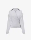 Philosophy Di Lorenzo Serafini Stretch Taffeta Shirt With Buttons In Blue Stripe In Blue