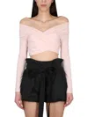 Philosophy Di Lorenzo Serafini Off-the-shoulder Crop Shirt In Black