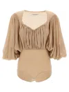 Philosophy Di Lorenzo Serafini Stretch Tulle Bodysuit With Gathered Detailing
