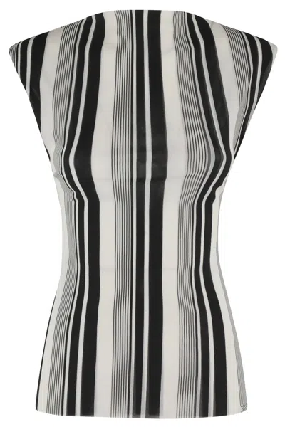 Philosophy Di Lorenzo Serafini Stretch Tulle Fabric With Striped Top In Multi