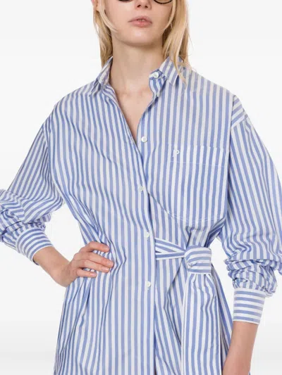 Philosophy Di Lorenzo Serafini Striped Belted Shirt Dress In Black