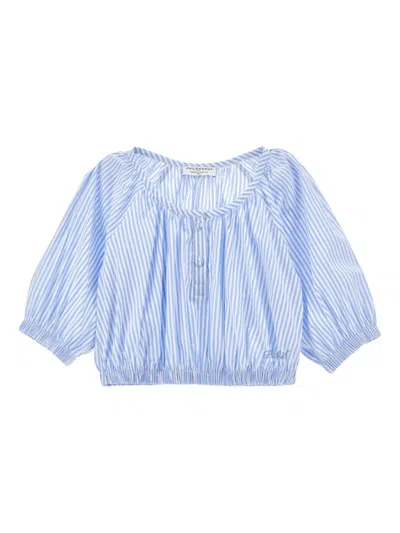Philosophy Di Lorenzo Serafini Kids' Striped Cotton-blend Shirt In Blue