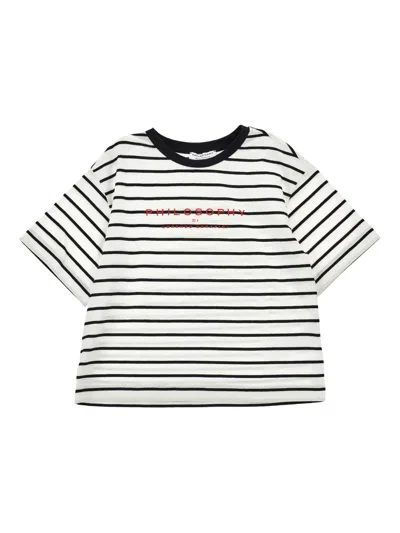 Philosophy Di Lorenzo Serafini Kids' Striped Crew-neck T-shirt In Black