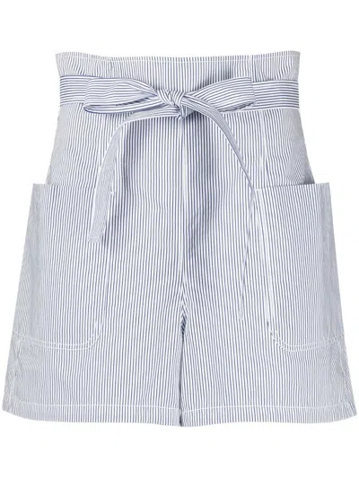 Philosophy Di Lorenzo Serafini Striped High-waisted Shorts In Blue