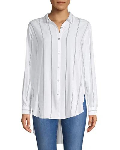 Philosophy Di Lorenzo Serafini Striped Hi-lo Button-down Shirt In White
