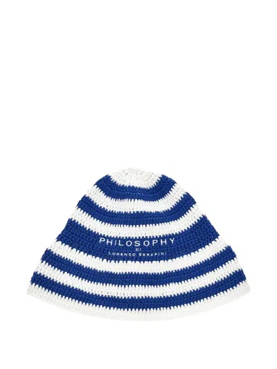 Philosophy Di Lorenzo Serafini Kids' Striped Logo-print Beanie Hat In Blue