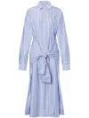 Philosophy Di Lorenzo Serafini Shirt-style Striped Cotton Blend Chemisier Dress In 蓝色