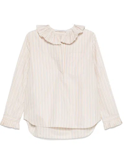 Philosophy Di Lorenzo Serafini Striped Shirt With Ruffles In Neutral