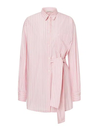 PHILOSOPHY DI LORENZO SERAFINI STRIPED SHORT CHEMISER DRESS WITH BELT