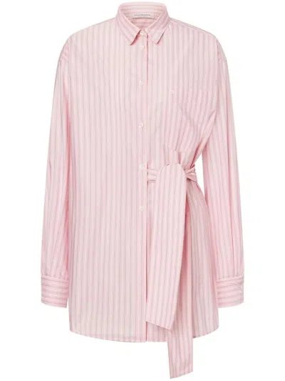 PHILOSOPHY DI LORENZO SERAFINI STRIPED SHORT CHEMISER DRESS WITH BELT