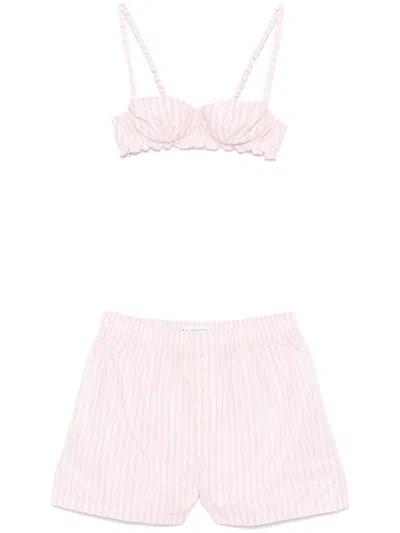 PHILOSOPHY DI LORENZO SERAFINI STRIPED TOP AND SHORTS SET