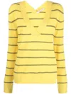 Philosophy Di Lorenzo Serafini Striped V-neck Jumper In 3027 Yellow
