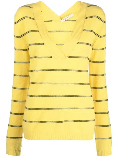 Philosophy Di Lorenzo Serafini Striped V-neck Jumper In 3027 Yellow