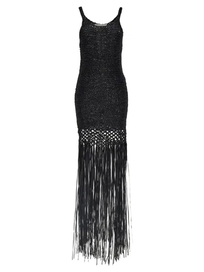 PHILOSOPHY DI LORENZO SERAFINI PHILOSOPHY DI LORENZO SERAFINI SUEDE EFFECT WOVEN TAPE MIDI DRESS