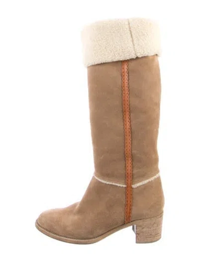 Pre-owned Philosophy Di Lorenzo Serafini Suede Riding Boots In Neutrals