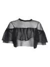 Philosophy Di Lorenzo Serafini Transparent Shirt With Ruffle In Black