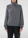 Philosophy Di Lorenzo Serafini Grey High Neck Sweater With Buttons Detail On The Neck In Wool Blend Woman In 灰色