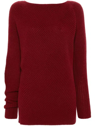 Philosophy Di Lorenzo Serafini Round-neck Asymmetric Jumper In Red