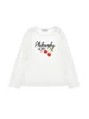 Philosophy Di Lorenzo Serafini Philosophy Kids  T-shirt With 'philosophy' And Cherry Print In White