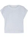 Philosophy Di Lorenzo Serafini Rhinestone-embellished Cotton T-shirt In Fantasia Azzurro