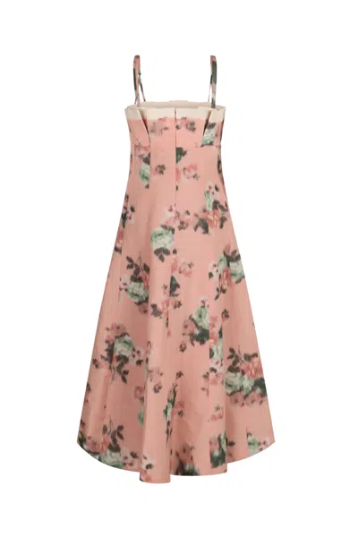 Philosophy Di Lorenzo Serafini Taffeta Dress With Floral Print In Fantasia Rosa