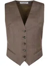 Philosophy Di Lorenzo Serafini Tailored Vest With Deep V-neckline In Brown