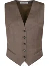 Philosophy Di Lorenzo Serafini Tailored Vest With Deep V-neckline In Brown