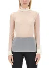 PHILOSOPHY DI LORENZO SERAFINI TECHNO CHIFFON BLOUSE IN IVORY