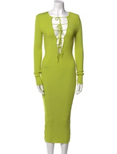Pre-owned Philosophy Di Lorenzo Serafini Tie Neck Long Dress In Green