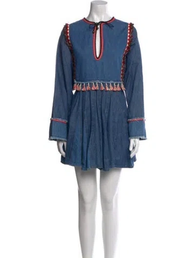 Pre-owned Philosophy Di Lorenzo Serafini Tie Neck Mini Dress In Blue