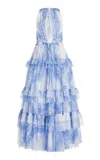 PHILOSOPHY DI LORENZO SERAFINI TIERED PRINTED-MESH MAXI DRESS