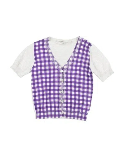 Philosophy Di Lorenzo Serafini Babies'  Toddler Girl Cardigan Purple Size 4 Cotton