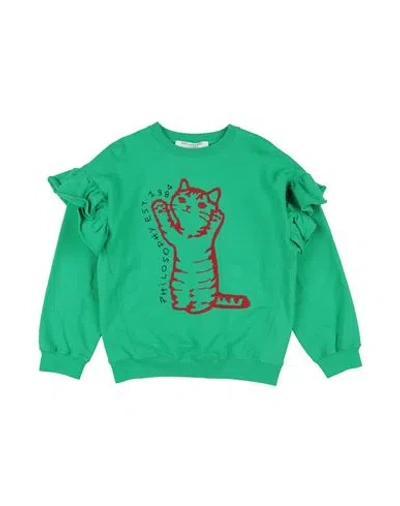Philosophy Di Lorenzo Serafini Babies'  Toddler Girl Sweatshirt Green Size 4 Cotton, Elastane