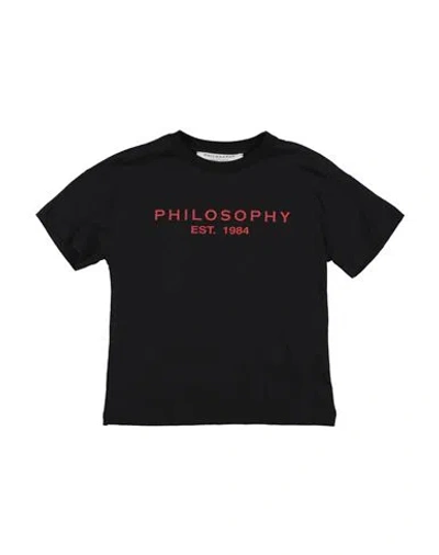 Philosophy Di Lorenzo Serafini Babies'  Toddler Girl T-shirt Black Size 4 Cotton, Elastane