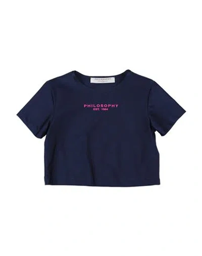 Philosophy Di Lorenzo Serafini Babies'  Toddler Girl T-shirt Midnight Blue Size 4 Polyamide, Elastane