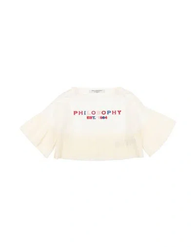 Philosophy Di Lorenzo Serafini Babies'  Toddler Girl Top Cream Size 4 Polyester, Cotton In White