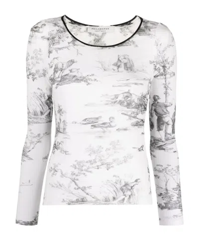 Philosophy Di Lorenzo Serafini Toile De Jouy-print Top In Blue