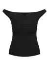 Philosophy Di Lorenzo Serafini Black Off Shoulder Top With Sweetheart Neck In Stretch Fabric Woman In Black