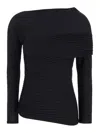 Philosophy Di Lorenzo Serafini Black Asymmetric Top With Long Sleeves In Pleated Viscose Blend Woman In Black