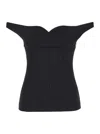 Philosophy Di Lorenzo Serafini Black Off Shoulder Top With Sweetheart Neck In Stretch Fabric Woman In Black