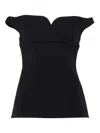 Philosophy Di Lorenzo Serafini Black Off Shoulder Top With Sweetheart Neck In Stretch Fabric Woman In Black