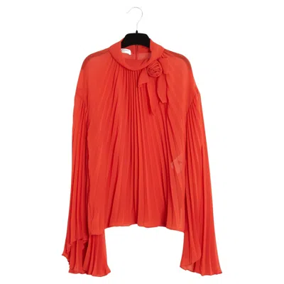 Pre-owned Philosophy Di Lorenzo Serafini Top Fr38 Maxi Red Pleated Blouse Top Uk10 Us8 Nwt
