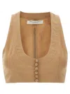Philosophy Di Lorenzo Serafini Crop Top With Front Knot Detail In Beige